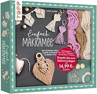 Kreativ-Set Einfach Makramee. Mit Anleitungsbuch und Material: Box (24 x 21,5 x 3,5 cm), Buch (32…