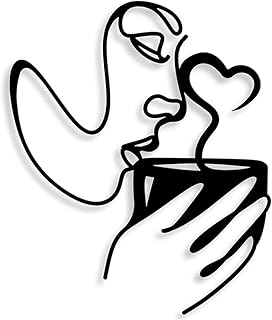 Minimalistische Metall Wandkunst, Metall Kaffeeschild Wanddekoration,Schwarzem,36 * 30cm,menschli…