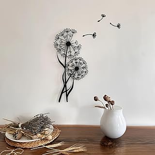 4 Stück Metall Pusteblumen Wanddeko, Kreative Moderne Handgefertigte Metall Wandskulpturen, Wand…