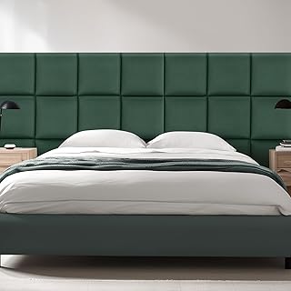 [neu.haus] Wandkissen Carpino 4er Set 30 x 30 cm Wandpolster Samt Dunkelgrün Wandpaneele gepolst…