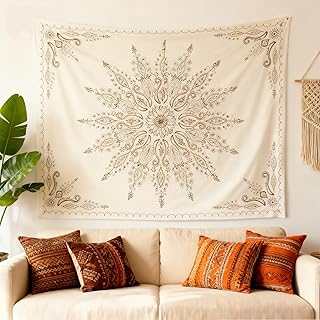 KQDRAVINE Mandala Wandteppich, 152 × 130 cm Boho Wandtuch für Wohnzimmer, Schlafzimmer, Camping…