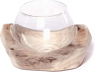 Wurzelholz Windlicht Nuria | 18x11x15 cm | mit Glaseinsatz | Holz Stamm, Deko Vase, Windlicht, Te…