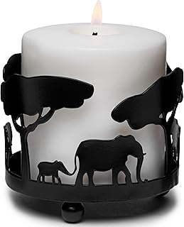 Elefanten-Kerzenhalter für Raumdekoration | Safari-Tier-Kerzenhalter für Wohnzimmer | Schwarze …