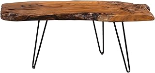 M2 Kollektion Tallus Couchtisch – Massives Teakholz, 100 x 40 x 40 cm I Naturbelassen I Schwarz…