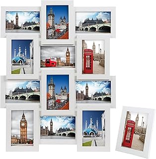 SONGMICS Bilderrahmen Collage für 12 Fotos, je 10 x 15 cm (4 x 6), mit 1 Einzelfotorahmen, 13er …