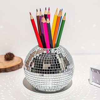 RGBDOT Silber Disco Ball Pen & Make-up Pinsel Organizer – 10,2 cm Schreibtischzubehör