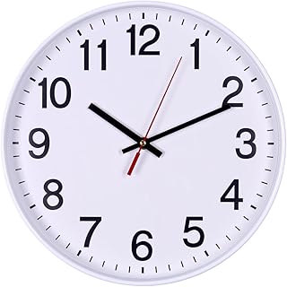 Office Products Wanduhr Kunststoff / 30 cm Weiß/Arabische Ziffern Wand-Uhr/Quartz Lautlos Wanduh…