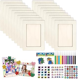Neuytiky 10 Stück Bilderrahmen Holz Set, 20x15cm DIY Bilderrahmen Bastelset Bemalen Kinder mit 3…