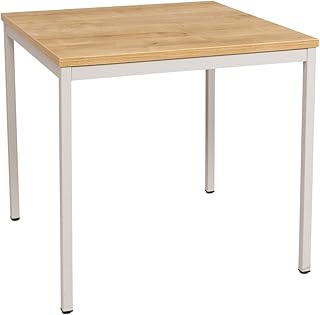 furni24 Schreibtisch-Stahl 80x80x75cm, Eiche, TÜV/GS-Einfache Montage, Arbeitstisch, Bürotisch,…