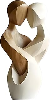 kinrguiyuez Hölzerne Paarfigur | Abstrakte Handgefertigte Tischdekoration Paar Skulptur – Hochze…