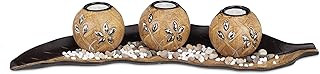 Relaxdays Teelichthalter Set, Blattschale, Deko Kieselsteine, Runde Kerzenhalter, Blume, stimmung…