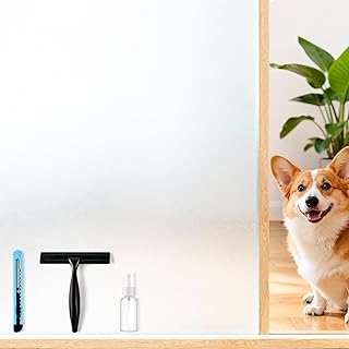 XULIERUX Matte Fensterfolie, Selbstklebende Sichtschutzfolie, Klebstofffrei Durch Statische Haftu…