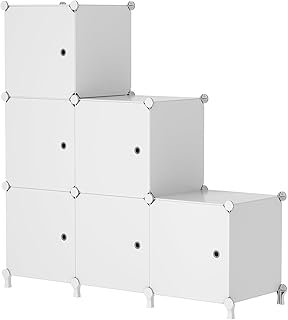 AWTATOS Steckregal 6 Würfel Aufbewahrungssystem Kombiregale mit Türen Regal Würfel DIY Multifu…