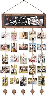 VINCOURNA Fotovorhang mit 30 Holzklammern klein,DIY Fotowand Fotogirlande &Bilderrahmen Collage F…