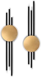 YiYa 2 Stück Metall Wand Dekoration Metall Geometrische Wanddekoration Schwarzes Minimalistische…