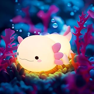 Axolotl Nachtlicht, Nachtlicht Kinder Stilllicht, Cute Silikon Axolotls Nachttischlampe, Aufladba…