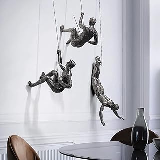 Pevfeciy Wanddeko Wohnzimmer Kletter Skulptur Climbers Figur Deko Wanddekoration für Flur Treppe…