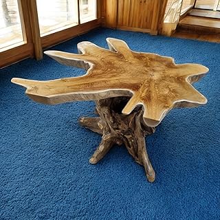 Kinaree Beistelltisch mit Baumscheibe ALOR Setar – 40-90cm Beistelltisch aus massivem Teak in rus…