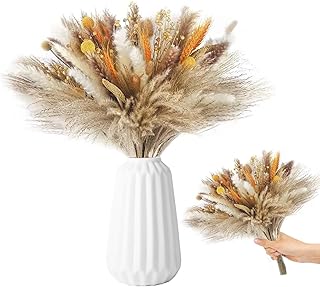 Quorlis Trockenblumenstrauß aus Pampasgras – 100-tlg. Set Natur Trockenblumen, Deko für Hochz…