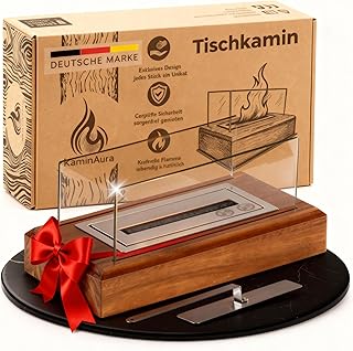 Besonderes Geschenk für Männer & Frauen – Dekorativer Tischkamin aus Akazienholz als stilvolles…