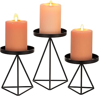Sziqiqi Kerzenständer Kerzenhalter Kerzenleuchter Metall 3er Set, Eisen Deko Kerzenhalter für S…