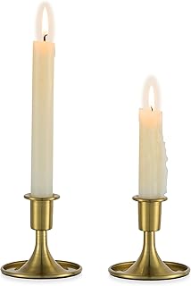 Romadedi Kerzenständer Kerzenhalter Gold Stabkerze – 2er Set Stabkerzenhalter Klein Messing Meta…