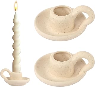 2 Stück Kerzenständer Kerzenhalter Stabkerzen Kerzenständer aus Keramik mit Griff Modern Deko …
