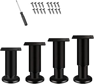 Zorplex Möbelfüße Verstellbar 8-12cm, 4 Stück Füße für Möbel Schwarz, Tischbeine Metall S…