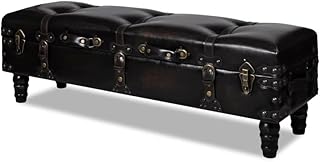 vidaXL Aufbewahrungsbank, Braun, 111x34x37 cm, Massives Kiefernholz, Flurtruhe, Gepolsterte Sitzb…