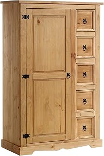 IDIMEX Kommode Tequila 5 Schubladen Natur gebeizt und gewachst. Highboard Kiefernholz massiv 2 ve…