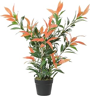 HOMCOM Künstliche Glanzmispel 90 cm Kunstpflanze mit 300 Blättern, künstliche Pflanze Plastik …