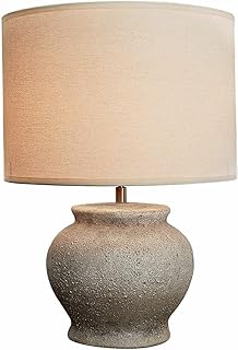 LOBERON Tischlampe Havlund – Großer Schirm, kleiner Fuß – Natürliches Design – Tischleuchte – …