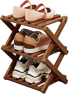 XUDREZ Schuhregal aus Holz, zusammenklappbar, platzsparender Bambus-Aufbewahrungs-Organizer, ohne…