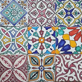 Casa Moro Orientalische Fliesen bunt Mix 10×10 cm 9er Packung handbemalte marokkanische Fliesen P…