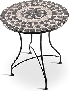 MACOShopde by MACO Möbel Raburg Mosaiktisch, 60 cm Ø, runder Gartentisch mit Mosaikmuster, Balk…