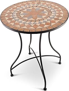 MACOShopde by MACO Möbel Raburg Mosaiktisch, 60 cm Ø, runder Gartentisch mit Mosaikmuster, Balk…