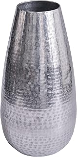 Elegante Vase Orient 49cm Silber Hammerschlag Design Blumenvase Wohnaccessoire Dekovase Dekoration