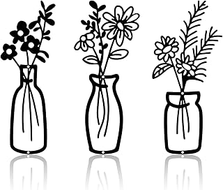 Metallvase Wanddekoration 3er Set, Schwarze Vase Deko, Minimalistische Vase Wandkunst, Wohnaccess…