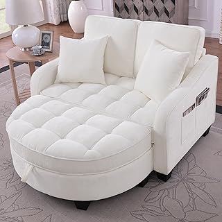 Sofa mit Schlaffunktion, 2-in-1 Schlafsofa, Modulares Sofa, Aufbewahrungs-Hocker & 4 Kisse, für …