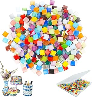 Mosaiksteine zum Basteln 600g, Kristall Mosaik Fliesen mit Aufbewahrungsbox, Mini Mosaik Mosaikfl…