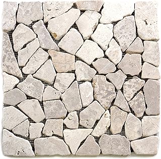 DIVERO 11 Fliesenmatten Naturstein Mosaik aus Marmor für Wand und Boden cremeweiß á 30 x 30 cm