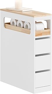 SoBuy Badezimmerschrank Schmal mit 3 Schubladen – Platzsparender Badschrank auf Rollen, mit Sta…
