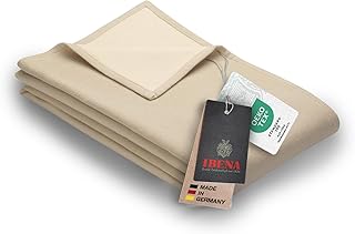 Ibena Stockholm Bio Wolldecke 140×200 cm – 100% Baumwolle, Made in Germany, Baumwolldecke beige w…