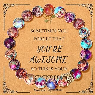 Perlenarmband Damen, Edelstein Heilsteine Armbänder Damen 8mm, lila-blaue Kaiserjaspis Naturstei…