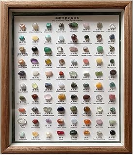 Mineral-Set – 27,7 cm (10,83 Zoll) Naturstein-Display | 22,6 cm Holzrahmen-Set – Kristallsamm…