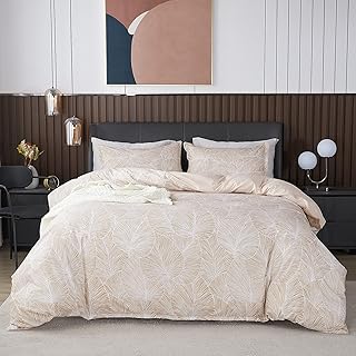 Jemiipee Blumen Bettwäsche-Set mit Tropische Palmblätter Muster, 1 x Bettbezug 220×240 cm mit 2…