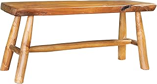 Riess Ambiente Massive Bank Root – 100cm – braun Natur – Teakholz – Baumstamm Holzstrebe lackiert…