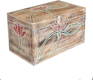 Oriental Galerie Truhe Holzkiste Holztruhe Schatztruhe Kiste Box Palmenholz Holzbox Blumen Schnit…