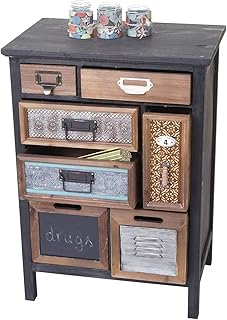 Mendler Apotheker-Schrank HWC-A43, Kommode, Tanne Holz massiv Vintage Patchwork 78x55x35cm