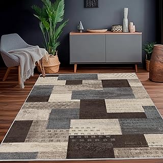 Moderne Geometrische Patchwork Indoor Wohnzimmer Teppich, Blau 160×230 cm Große Teppiche Rockwoo…